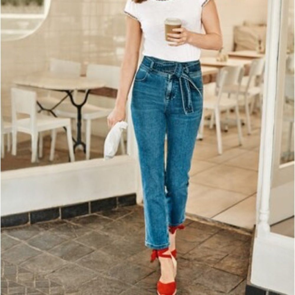 ✨2xHP✨Boden tie waist slim straight jeans ✨